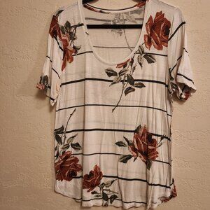 White Striped Foral shirt